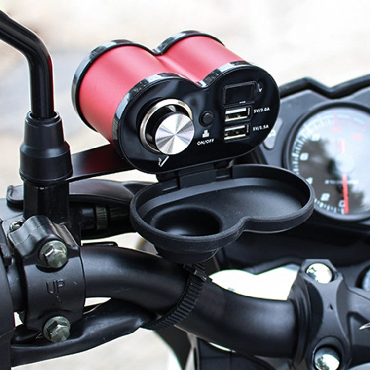 Portable Motorcycle Aluminum Alloy Dual USB Charger Cigarette Lighter