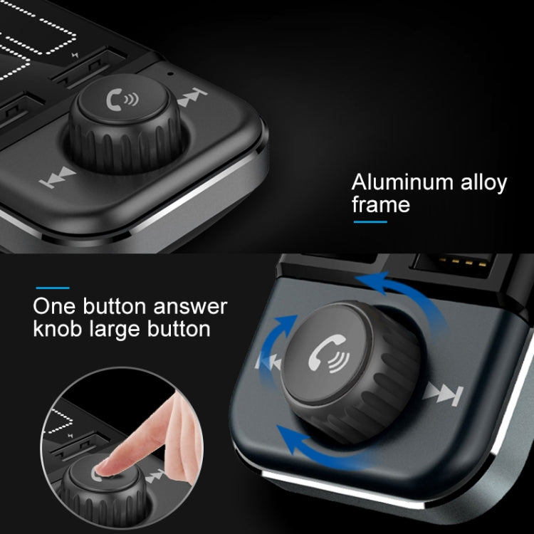 BT72 Dual USB Charging Smart Bluetooth FM Transmitter MP3 Music Player Car Kit with 1.5 inch White Display Screen, Support Bluetooth Call, TF Card & U Disk