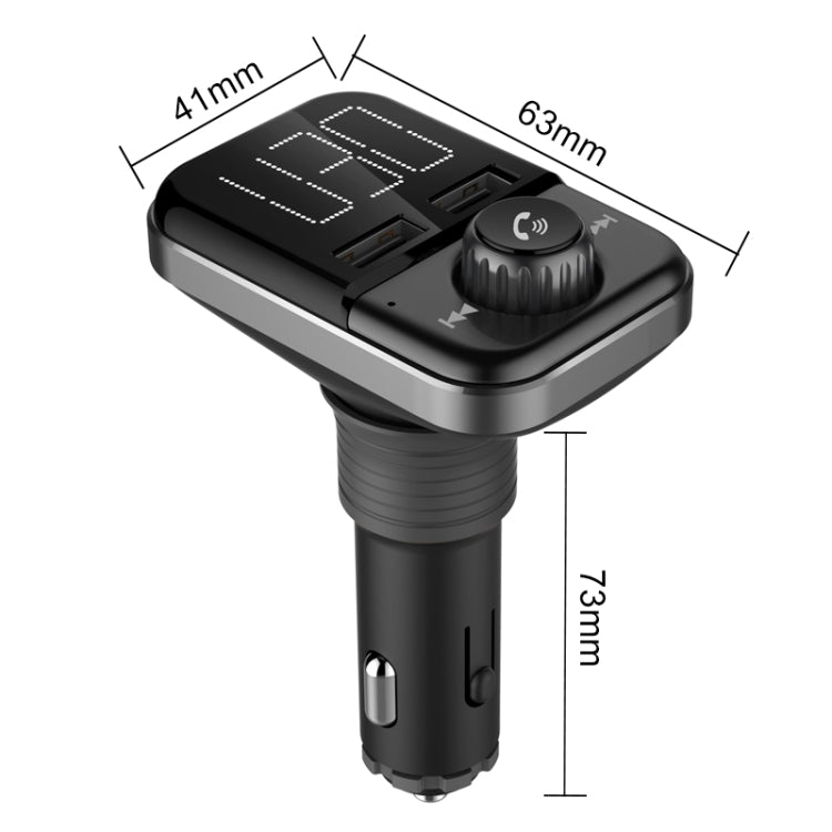 BT72 Dual USB Charging Smart Bluetooth FM Transmitter MP3 Music Player Car Kit with 1.5 inch White Display Screen, Support Bluetooth Call, TF Card & U Disk