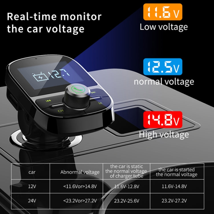 HY92 Dual USB Charging Smart Bluetooth FM Transmitter MP3 Music Player Car Kit with 1.44 inch LCD Screen, Support Bluetooth Call, TF Card & U Disk