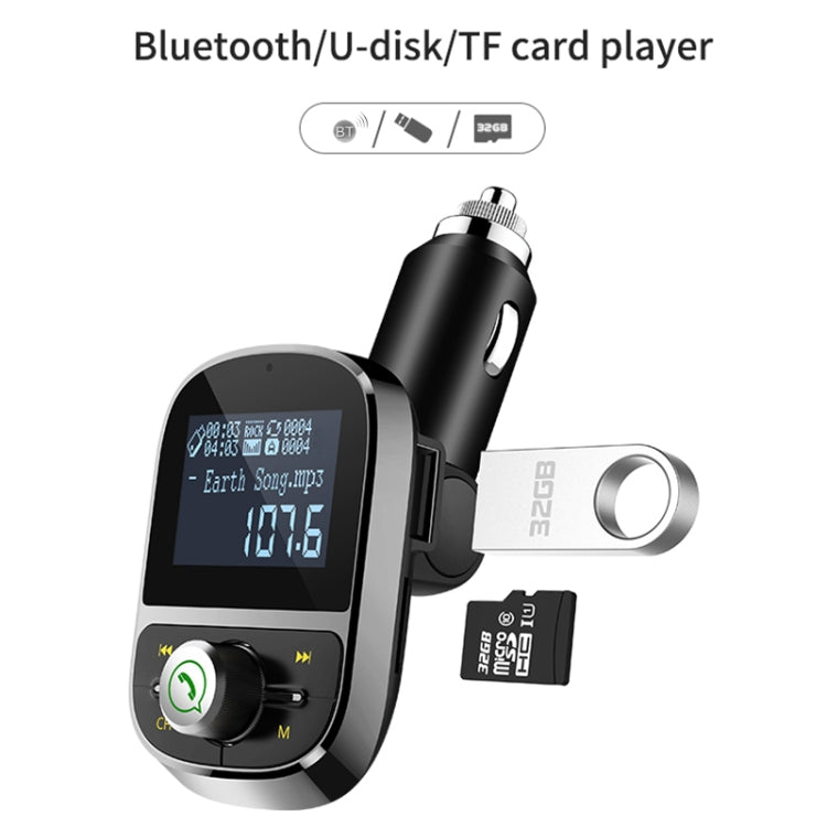 HY92 Dual USB Charging Smart Bluetooth FM Transmitter MP3 Music Player Car Kit with 1.44 inch LCD Screen, Support Bluetooth Call, TF Card & U Disk