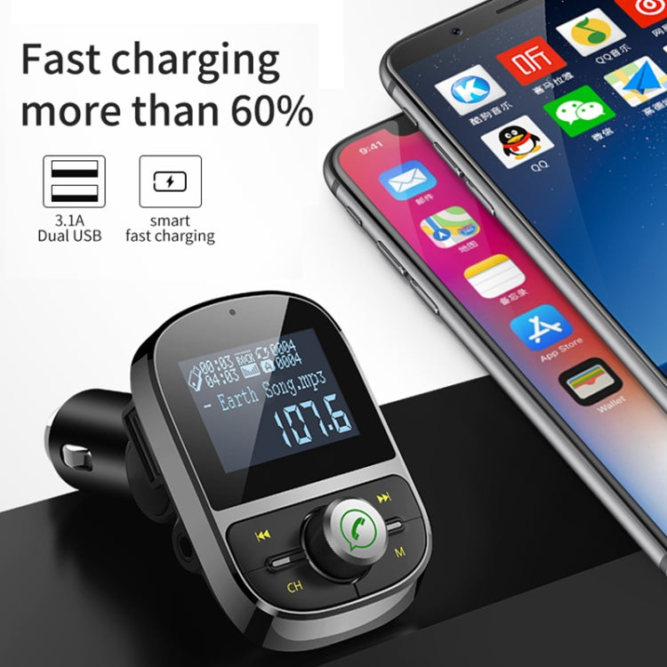 HY92 Dual USB Charging Smart Bluetooth FM Transmitter MP3 Music Player Car Kit with 1.44 inch LCD Screen, Support Bluetooth Call, TF Card & U Disk