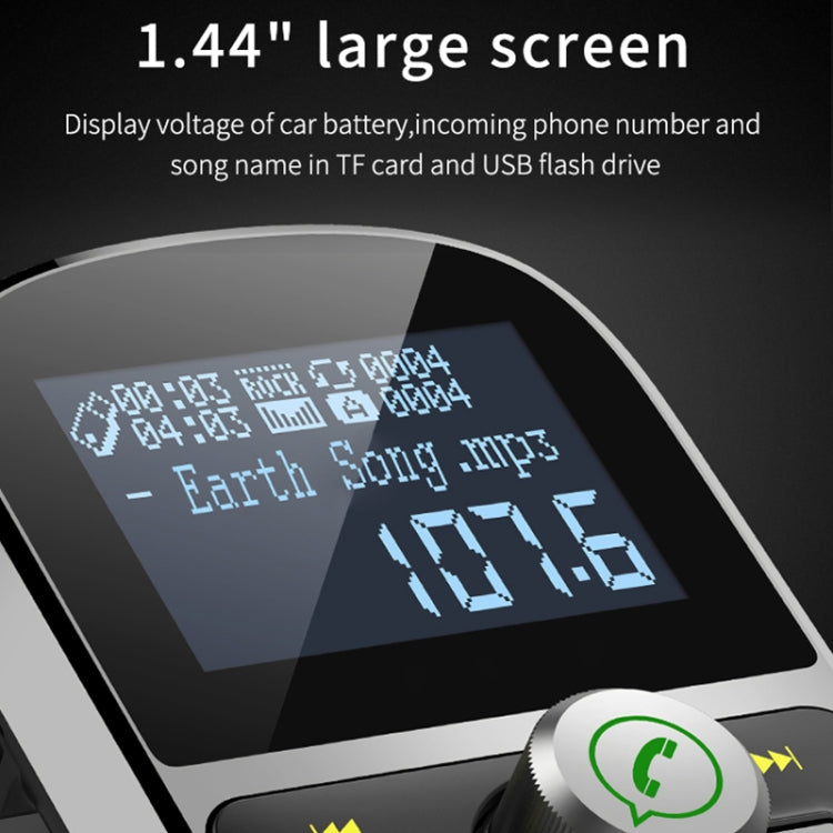 HY92 Dual USB Charging Smart Bluetooth FM Transmitter MP3 Music Player Car Kit with 1.44 inch LCD Screen, Support Bluetooth Call, TF Card & U Disk