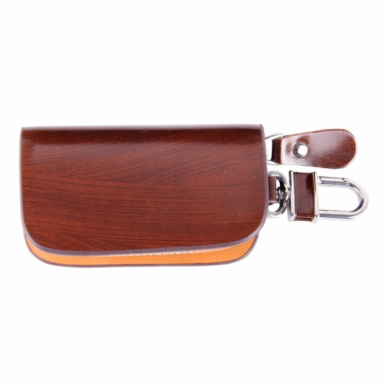 Universal Leather Wood Grain Texture Waist Hanging Zipper Wallets Key Holder Bag (No Include Key)