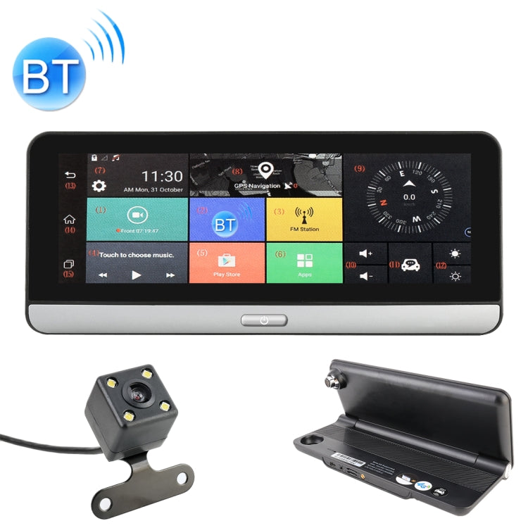 7.84 inch 170 Degrees Wide Angle Full HD 1080P 4G Foldable Video Car DVR, Support TF Card / G-senor / Loop Recording / Bluetooth Hands-free / ADAS