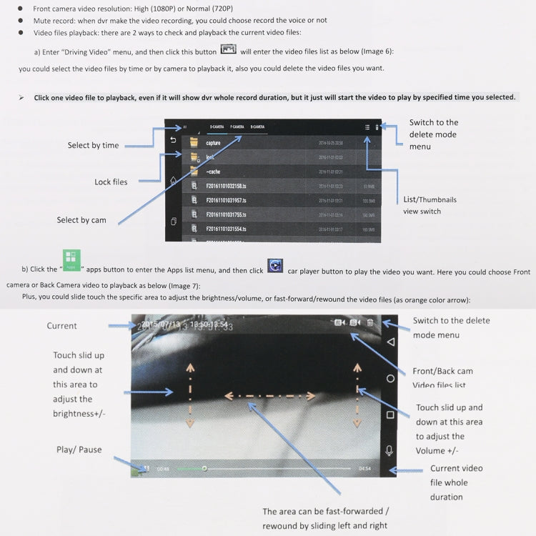 7.84 inch 170 Degrees Wide Angle Full HD 1080P 4G Foldable Video Car DVR, Support TF Card / G-senor / Loop Recording / Bluetooth Hands-free / ADAS