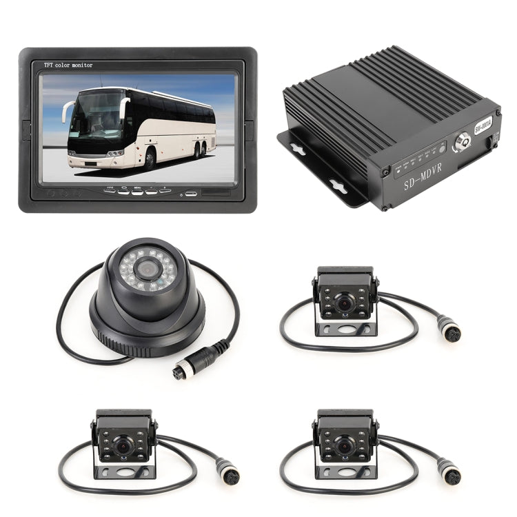 Truck 360 Degree Real-time Monitoring 4 CH SD Real-time 720P 1280*720 Pixels SD Mobile DVR, Support SD Card(Max 128G), with Monitor