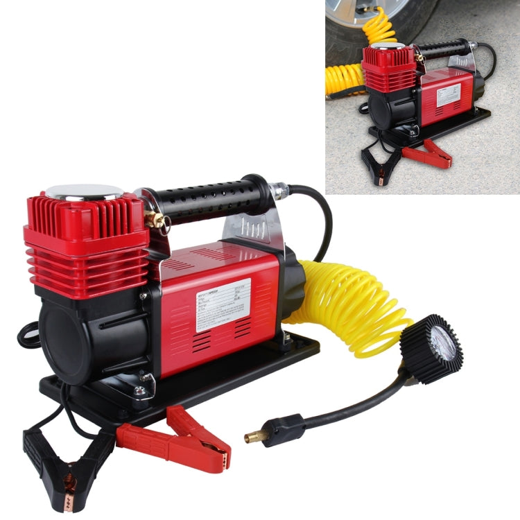 Air Compressor with Pressure Gauge And Three Nozzle Adapters, Portable Metal Cylinder Tire Inflator Compressor for Trucks Cars Vans Air Mattress Balls And All The Right Stuff 120 PSI 160L/min Voltage DC 13.8V, Amperage Draw 45A