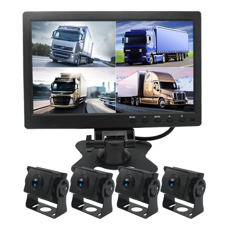 PZ612-4AHD IP67 120 Degree Car AHD 1080P 2 Megapixels 10 inch 4-Way Rearview Mirror Monitor, Night Vision Full Color, with Video Function