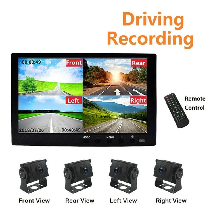 PZ612-4AHD IP67 120 Degree Car AHD 1080P 2 Megapixels 10 inch 4-Way Rearview Mirror Monitor, Night Vision Full Color, with Video Function