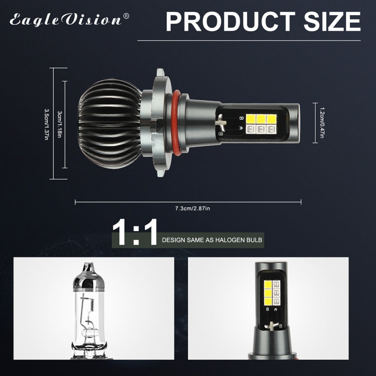 2 PCS EV14 9005 / 9006 DC9-32V / 6W / IP67 Car LED Double Color Fog Light, Ice Blue Light + Amber Light