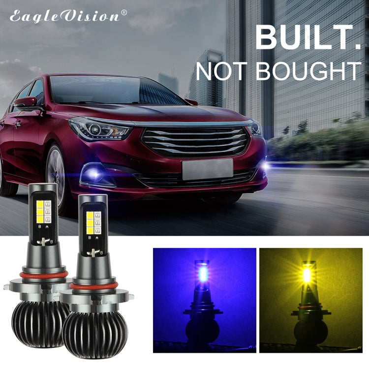 2 PCS EV14 9005 / 9006 DC9-32V / 6W / IP67 Car LED Double Color Fog Light, Ice Blue Light + Amber Light