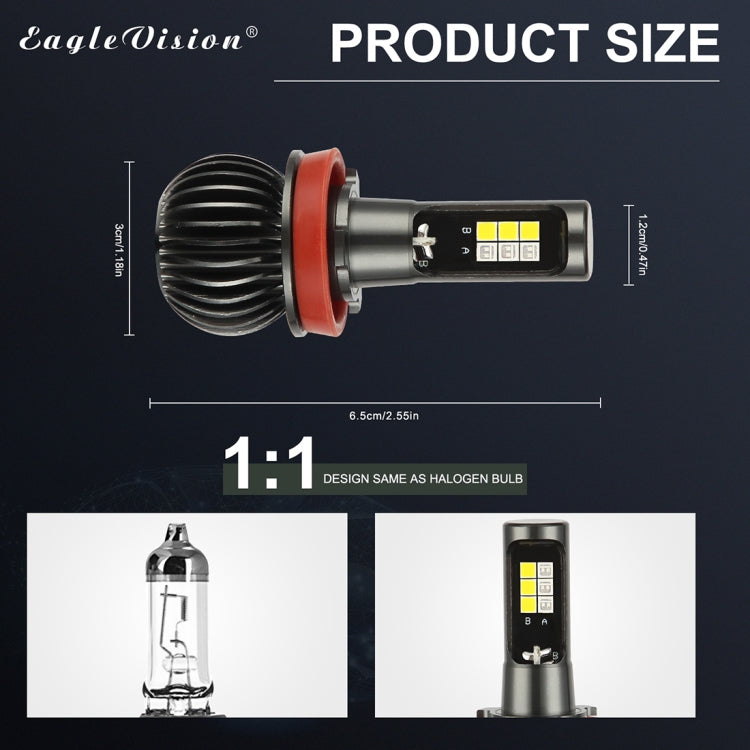 2 PCS EV14 H8 / H11 DC9-32V / 6W / IP67 Car LED Double Color Fog Light, Ice Blue Light + Amber Light