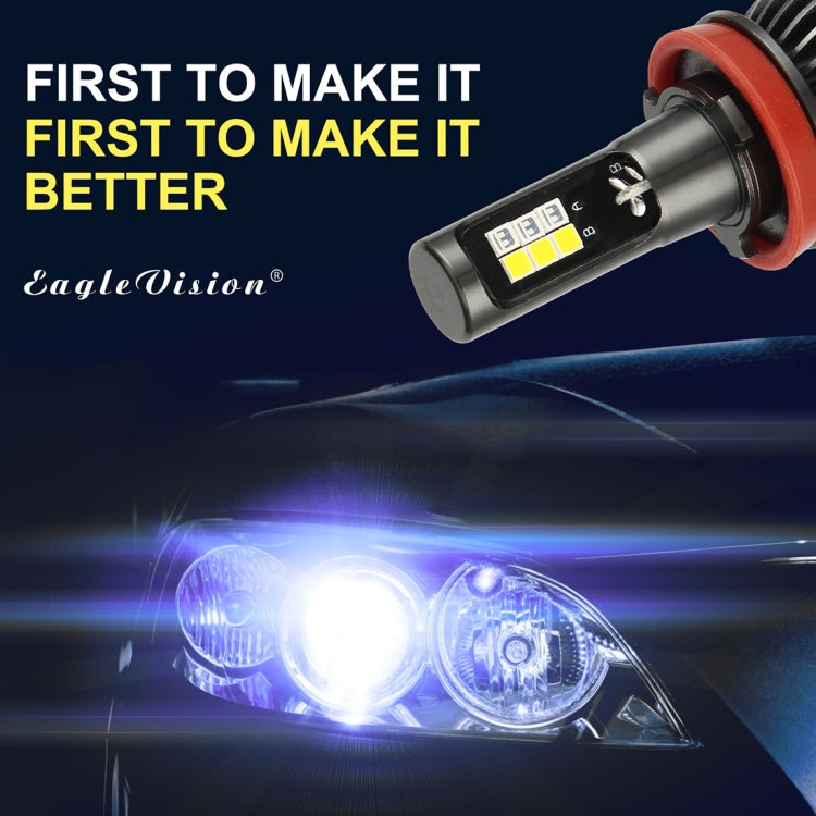 2 PCS EV14 H8 / H11 DC9-32V / 6W / IP67 Car LED Double Color Fog Light, Ice Blue Light + Amber Light