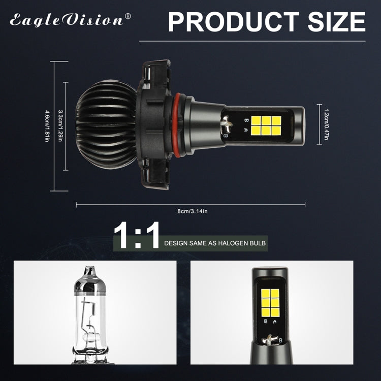 2 PCS EV15 H16 / 5202 DC9-32V / 6W / IP67 Car LED Double Color Fog Light, Cold White Light + Amber Light