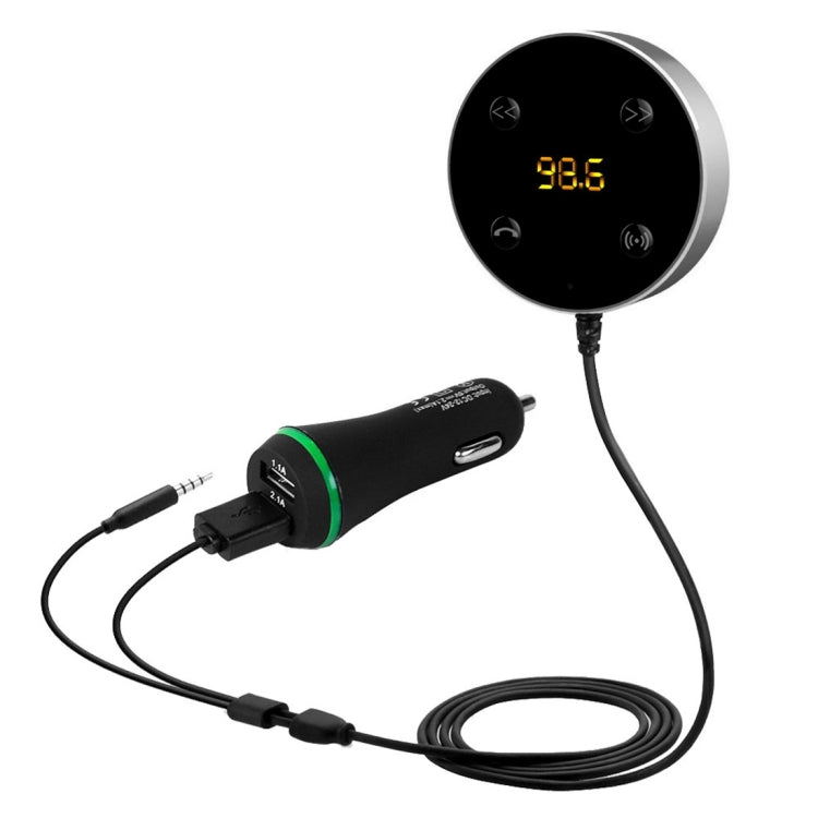 JRFC02 Multifunctional Car Bluetooth FM Receiver + Transmitter with Remote Controller, Support Hands-free Answer Phone & Smartphones Double USB Charging Function