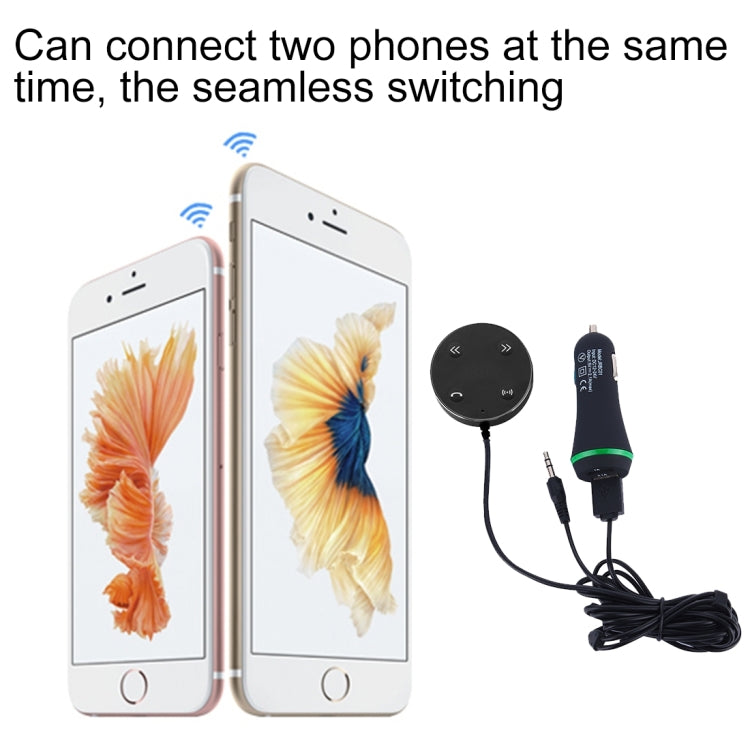JRFC02 Multifunctional Car Bluetooth FM Receiver + Transmitter with Remote Controller, Support Hands-free Answer Phone & Smartphones Double USB Charging Function