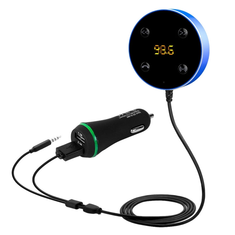 JRFC02 Multifunctional Car Bluetooth FM Receiver + Transmitter with Remote Controller, Support Hands-free Answer Phone & Smartphones Double USB Charging Function