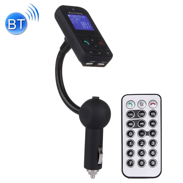 360 Degrees Rotatable Multifunctional Car Bluetooth FM Transmitter with Remote Controller, Support TF Card / MP3 / U Disk Music Play & Hands-free Answer Phone & Smartphones USB Charging & A2DP Function