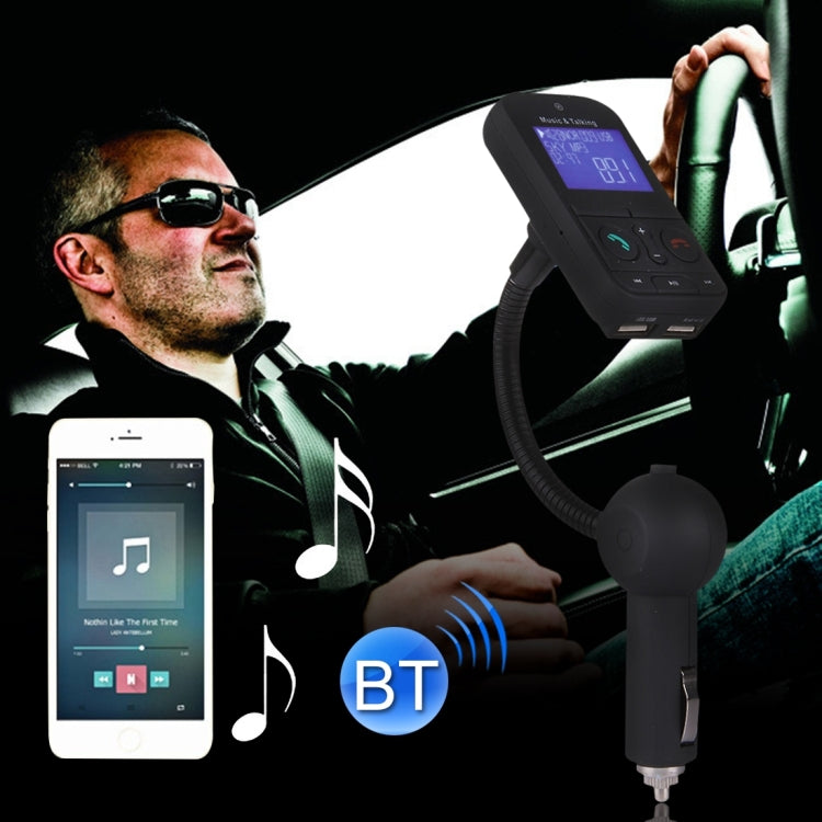 360 Degrees Rotatable Multifunctional Car Bluetooth FM Transmitter with Remote Controller, Support TF Card / MP3 / U Disk Music Play & Hands-free Answer Phone & Smartphones USB Charging & A2DP Function
