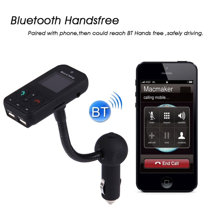 360 Degrees Rotatable Multifunctional Car Bluetooth FM Transmitter with Remote Controller, Support TF Card / MP3 / U Disk Music Play & Hands-free Answer Phone & Smartphones USB Charging & A2DP Function