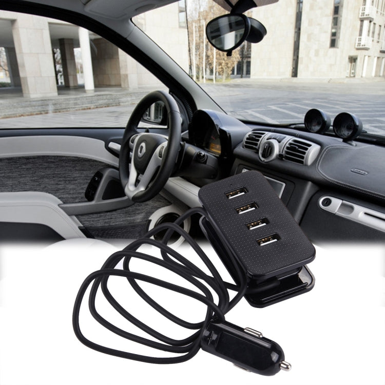 5V 4.1A 4-Ports USB Universal Car Charger with Winder for iPhone, iPad, Samsung, HTC, Sony, Length: 1m