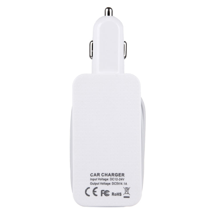 5V 4.1A 4-Ports USB Universal Car Charger with Winder for iPhone, iPad, Samsung, HTC, Sony, Length: 1m