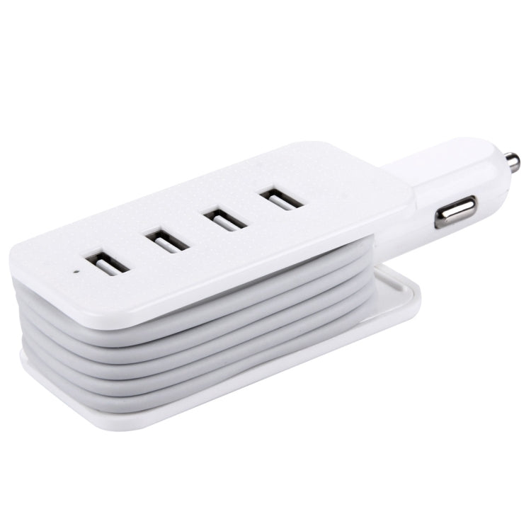 5V 4.1A 4-Ports USB Universal Car Charger with Winder for iPhone, iPad, Samsung, HTC, Sony, Length: 1m