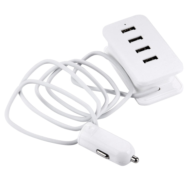 5V 4.1A 4-Ports USB Universal Car Charger with Winder for iPhone, iPad, Samsung, HTC, Sony, Length: 1m