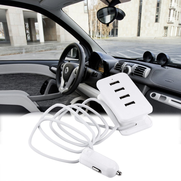 5V 4.1A 4-Ports USB Universal Car Charger with Winder for iPhone, iPad, Samsung, HTC, Sony, Length: 1m