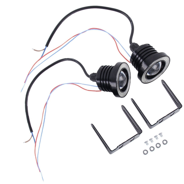 2 PCS 2.5 inch DC12V 10W 900LM 6500K Car Angel Eyes Fog Lamp Foglight, Cable Length: 20cm