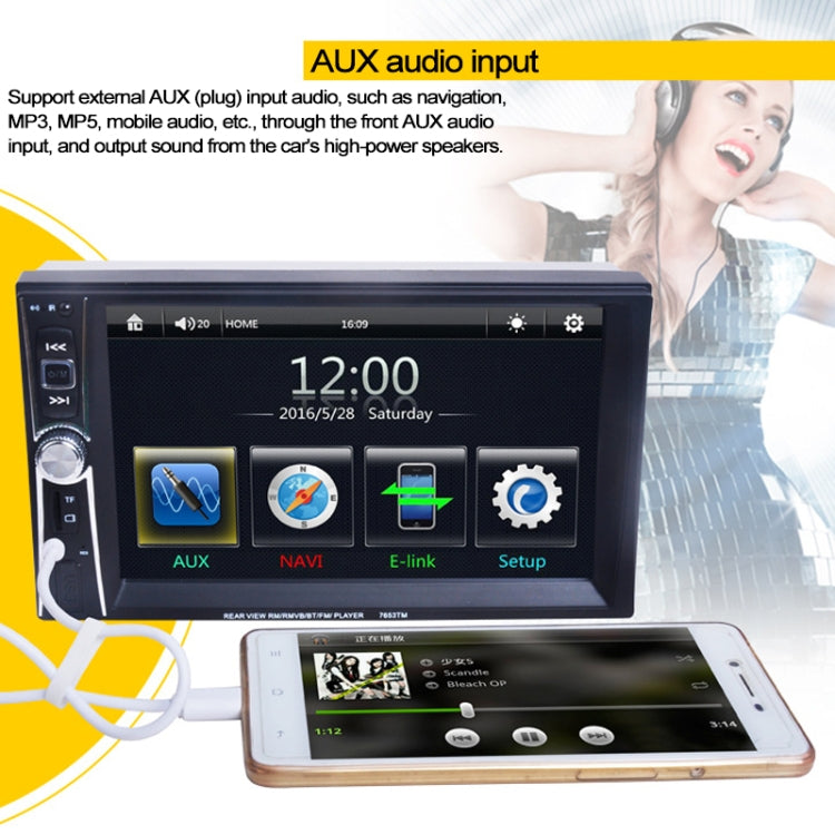 7653TM HD 6.6 inch Car Stereo Radio MP5 Audio Player, Link with Android Phone, Support Bluetooth Hand-free Calling / FM / Rear View