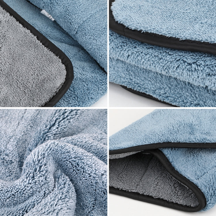 45 x 38cm Thickened Coral Velvet Absorbent Cleaning Drying Clean Cloth Car Care Wash Towel(Blue + Gray)