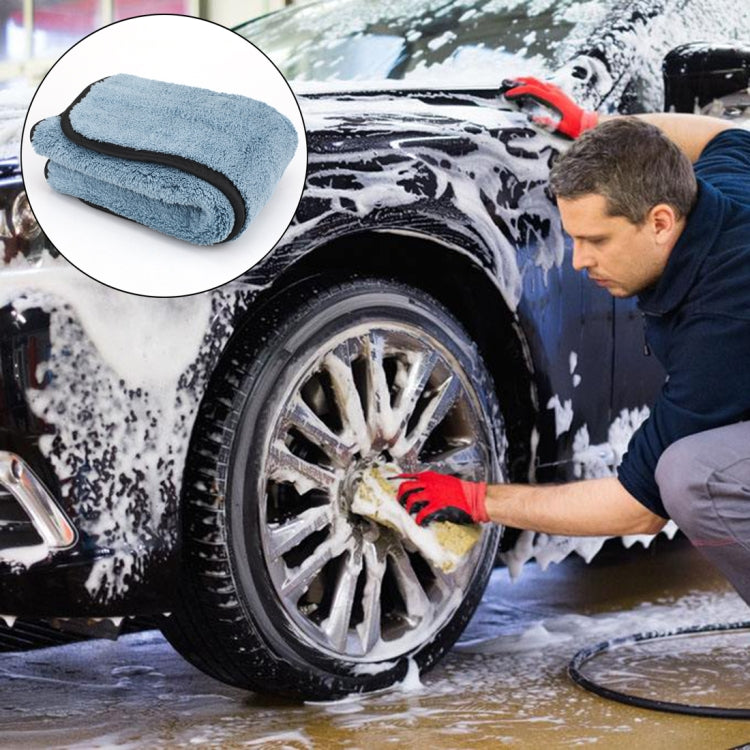 45 x 38cm Thickened Coral Velvet Absorbent Cleaning Drying Clean Cloth Car Care Wash Towel(Blue + Gray)