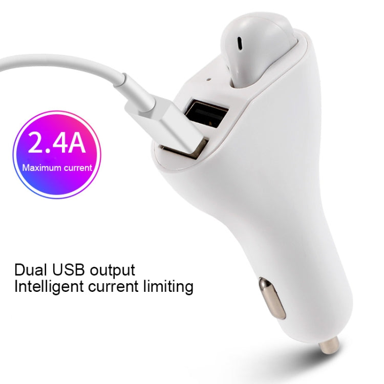 RV2 2 in 1 2.4A Dual USB Port Car Charger & V5.0 Bluetooth Headset, Support Hands-free Call