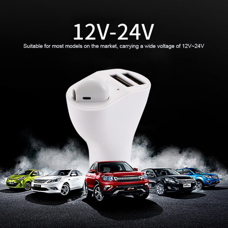 RV2 2 in 1 2.4A Dual USB Port Car Charger & V5.0 Bluetooth Headset, Support Hands-free Call