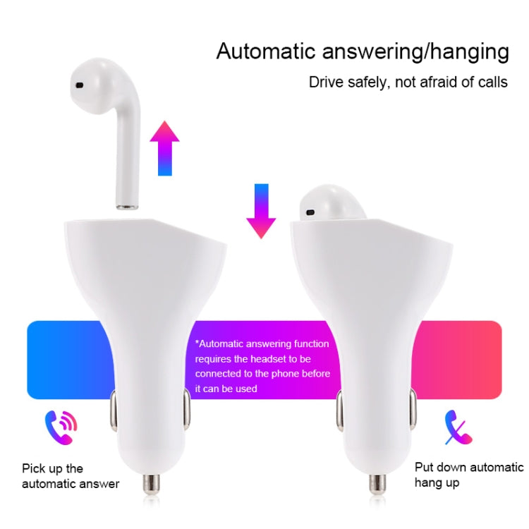 RV2 2 in 1 2.4A Dual USB Port Car Charger & V5.0 Bluetooth Headset, Support Hands-free Call