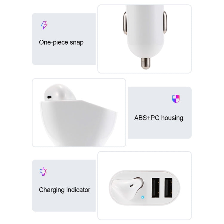 RV2 2 in 1 2.4A Dual USB Port Car Charger & V5.0 Bluetooth Headset, Support Hands-free Call