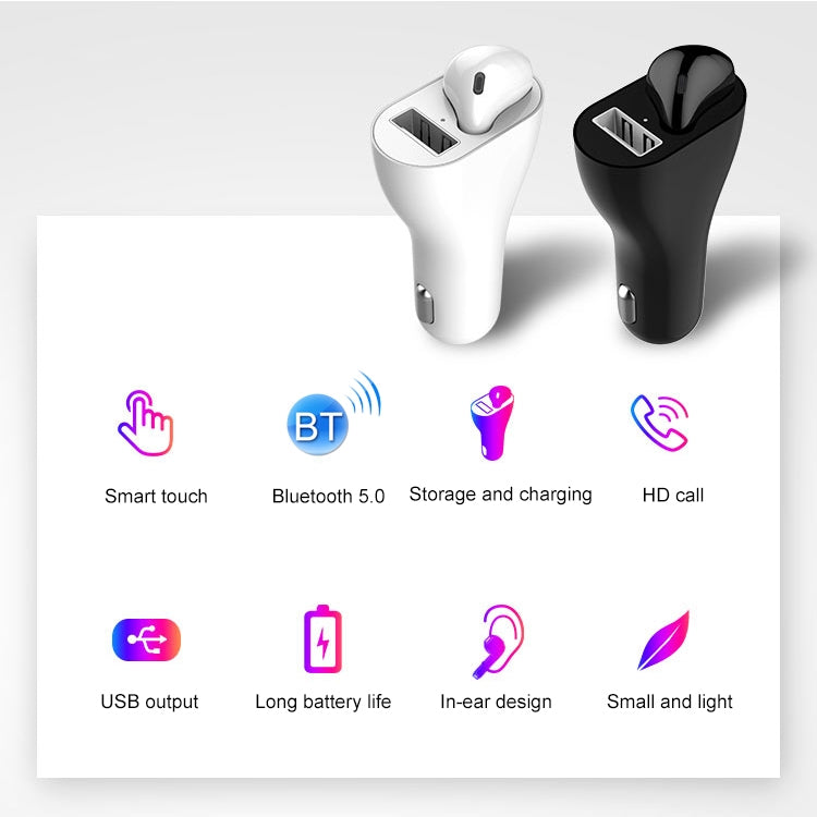 RV1 2 in 1 2.4A USB Port Car Charger & V5.0 Bluetooth