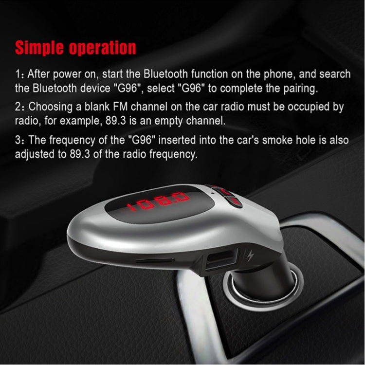 G96 Bluetooth Wireless Multi-function Car Kit MP3 Player FM Player Dual USB Charger with LED Screen, Support Hand-free and TF Card