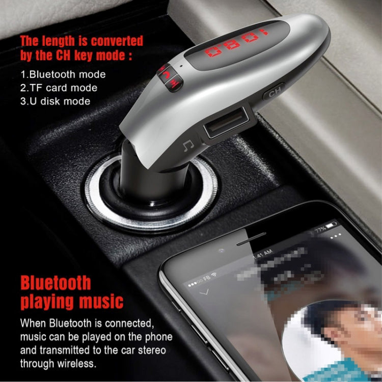 G96 Bluetooth Wireless Multi-function Car Kit MP3 Player FM Player Dual USB Charger with LED Screen, Support Hand-free and TF Card