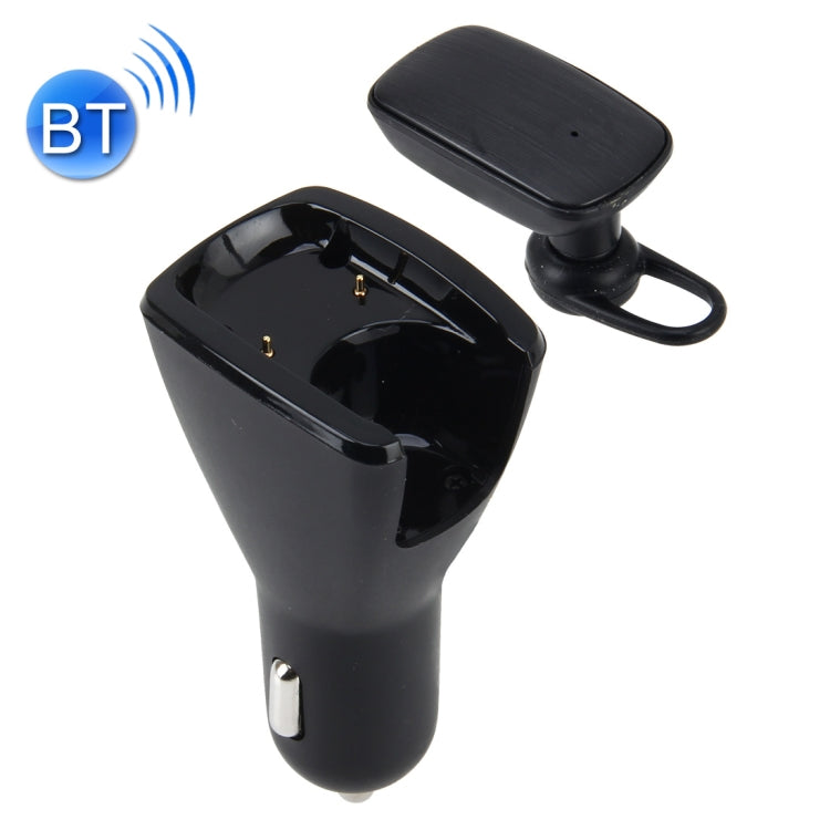 Magnetic Positioning Auto ON/OFF Bluetooth Earphone Mono BT Headset Car Charger Support Hands-free Call & 2.4A Double USB Fast Charging