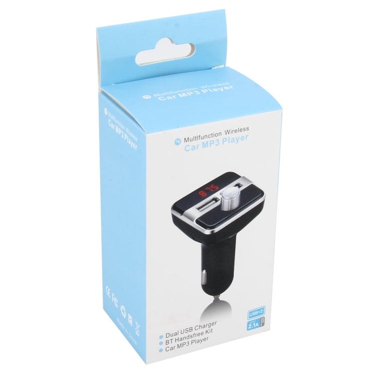2.1A Car MP3 Player Multi-function Wireless Car FM Player Car Dual USB Charger with LED Screen Support Hand-free and TF Card