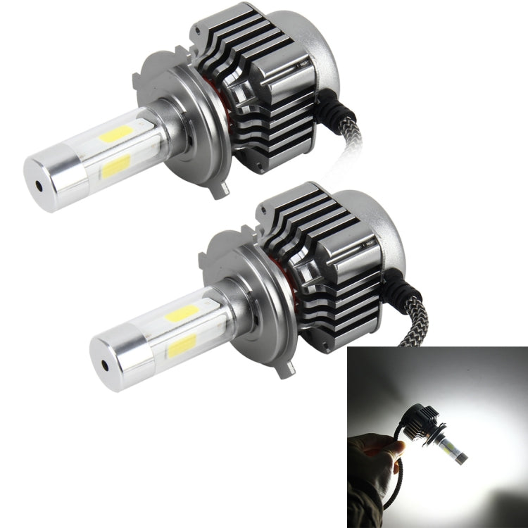 2 PCS WEIYAO V8 H4 36W 4800LM 6000K White Light Car 4 COB LEDs Headlight Kit, DC 12-24V