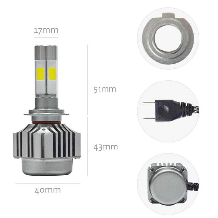 2 PCS WEIYAO V8 H7 36W 4800LM 6000K White Light Car 4 COB LEDs Headlight Kit, DC 12-24V