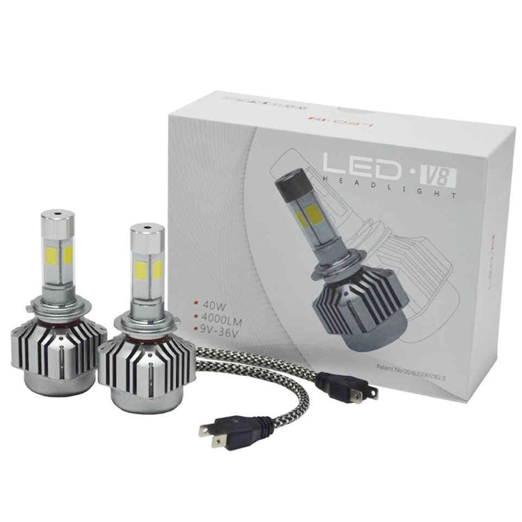 2 PCS WEIYAO V8 H7 36W 4800LM 6000K White Light Car 4 COB LEDs Headlight Kit, DC 12-24V