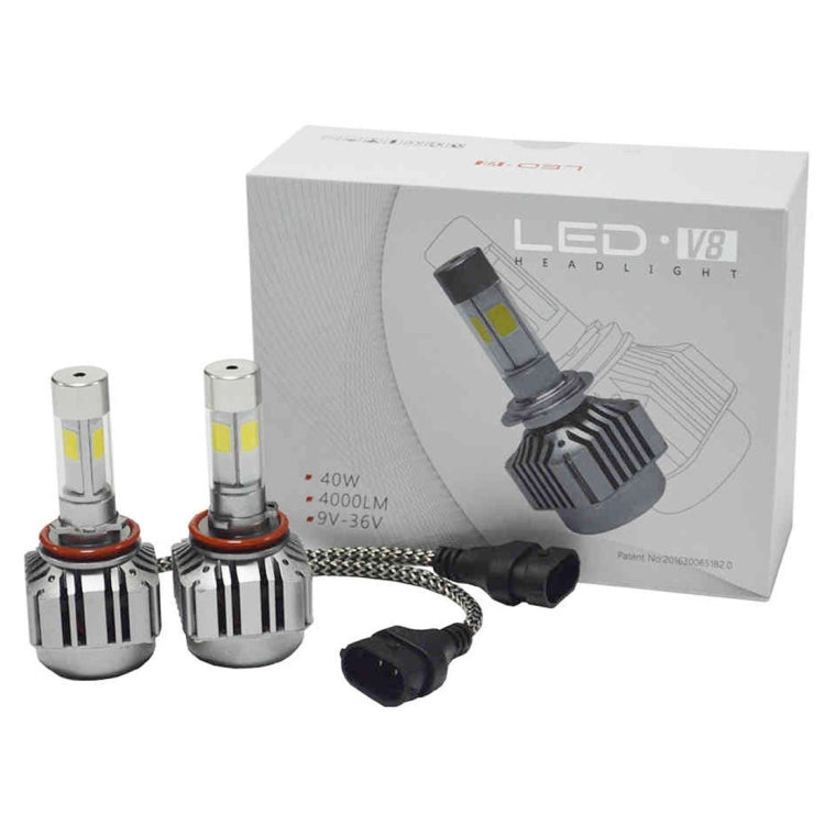 2 PCS WEIYAO V8 H9/H8/H11 36W 4800LM 6000K White Light Car 4 COB LEDs Headlight Kit, DC 12-24V