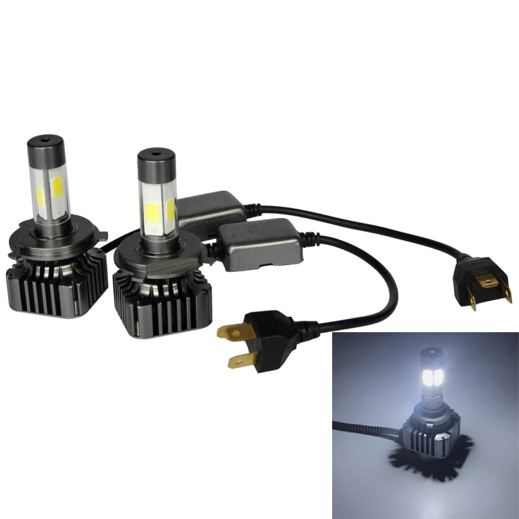 2 PCS WEIYAO V8s H4 40W 9600LM 6000K White Light Car 4 COB LEDs Headlight Kit, DC 12-24V(Black)