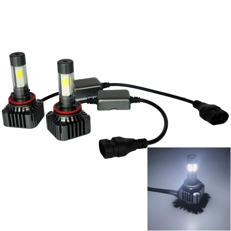 2 PCS WEIYAO V8s H11 40W 9600LM 6000K White Light Car 4 COB LEDs Headlight Kit, DC 12-24V(Black)