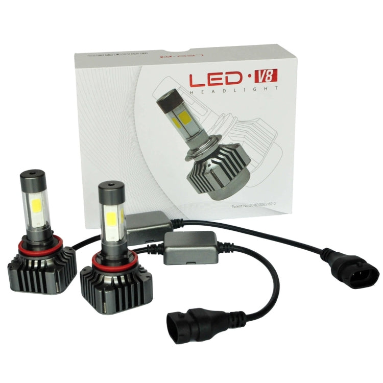 2 PCS WEIYAO V8s H11 40W 9600LM 6000K White Light Car 4 COB LEDs Headlight Kit, DC 12-24V(Black)